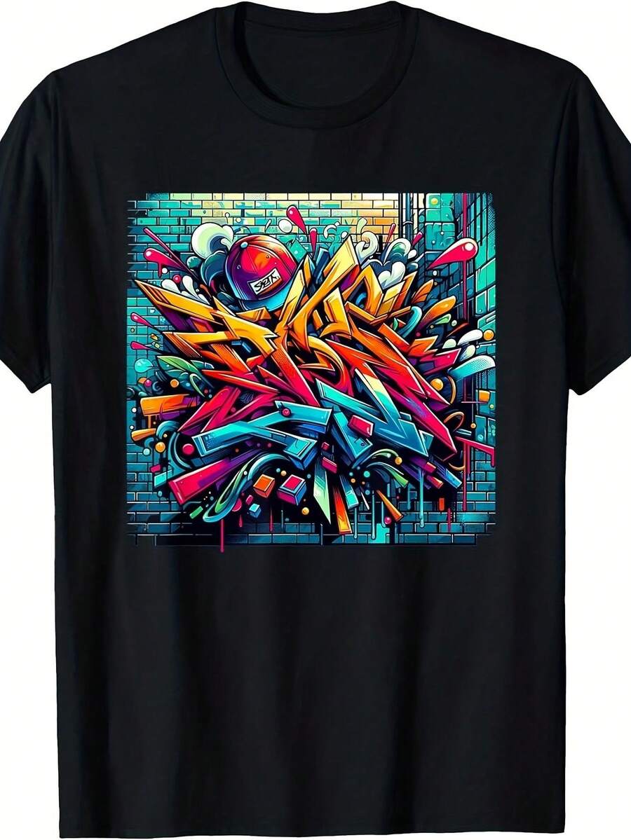Graffiti Art T-Shirt - 黑色 - 查看 1