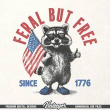 But Free Retro Graphic Design For July 4th Funny Raccoon T-Shirt Design Digital Sublimation Printable Design For US Independence Day - White - View 3