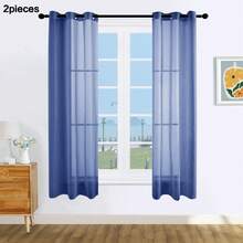 1 Stück und 2 Stück transparente Vorhänge/Ösen-Vorhänge/Mehrere Farben verfügbar/Halbtransparente Vorhänge/Lichtfilternde luftige transparente Vorhänge/Universelle dünne transparente Vorhänge für das ganze Haus, atmosphärische Fensterdekoration transparente Vorhänge, geeignet für Wohnzimmer/Schlafzimmer Vorhänge/Dekorative Vorhänge, - marineblau - Übersicht 14