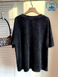 Camiseta de mujer para primavera y verano - Negro - Ver 2