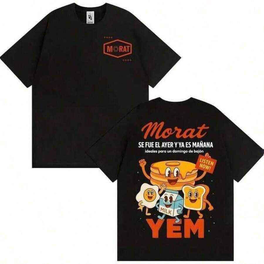 Morat Se Fue El Ayer Y Ya Es Mañana Camisetas de Dibujos Animados Ropa para Hombres y Mujeres Camiseta de Manga Corta - Negro - Ver 1