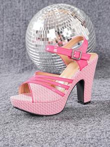 2026 New Thick Bottom Non-Fatiguing High Heel Sandals, Summer Chunky Heel Platform Peep-Toe Women Shoes - Pink - View 7