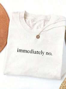 Women's Casual Short-Sleeve T-Shirt In Washed Cotton With A Round Neck And Short Sleeves Featuring A Letter Print. 100% Cotton - 白色的 - 查看 6