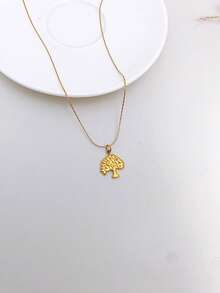 1pc Stainless Steel Waterproof Non-Fading Vintage Gold Tree Of Life Pendant Necklace, Suitable For Women's Daily Wear - Gold - View 4