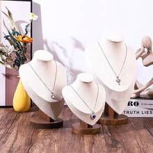 1pc Black Walnut Color Human Figure Necklace Display Stand, Jewelry Storage & Display Prop, Live Streaming Accessory - Walnut - View 8