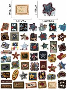 50pcs Cute Stitched Animal & Star Stickers, Retro Faux Patchwork Creative Aesthetic Graffiti Vinyl Decals For Phone Case Scrapbook Laptop Journaling Guitar Skateboard - 1 Set - View 9