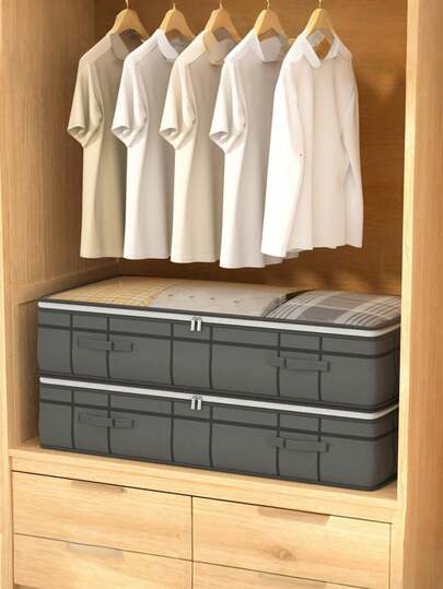1 Under-Bed Clothing Storage Bag, Quilt Storage Box, Bedroom Storage, Storage Box With Visible Window And Handle, Waterproof And Moisture-Proof, Suitable For Storing Blankets And Idle Items At Home, Large-Capacity Dust-Proof Storage Bag
