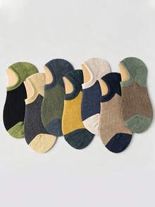 Fantasy Dream Hosiery 5 paires/1 paire Chaussettes de bateau style rétro japonais blocs de couleurs Chaussettes en coton respirantes pour hommes Chaussettes en coton respirantes Chaussettes courtes printemps/été Basse coupe Antidérapant Talon antidérapant Respirant Non étouffant - Multicolore - Voir 9