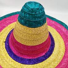 1pc Mexican Straw Hat, Woven Straw Hat, Fluffy Ball Straw Hat, Party Straw Hat, Performance Prop Straw Hat, Colorful Straw Hat, [Random Color] Party Straw Hat Performance Prop Colorful Hat - View 7