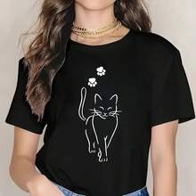 1 Elegante Sticker de Transferencia de Calor de Gato, Suministros y Aplicaciones para Planchado de Ropa, Fabricación de Camisetas, Decoración de Almohadas - Negro - Ver 2