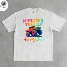 Monster Trucks Are My Jam T-Shirt Colorful Kids Truck Graphic Tee - trắng - Xem 1