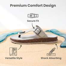 FZY Women's Sandals For Spring And Summer, Cork Texture Sandals, Adjustable Metal Buckle Non-Slip Flat Shoes, Fashion Faux Leather Slippers Versatile. - 紫色 - 查看 8