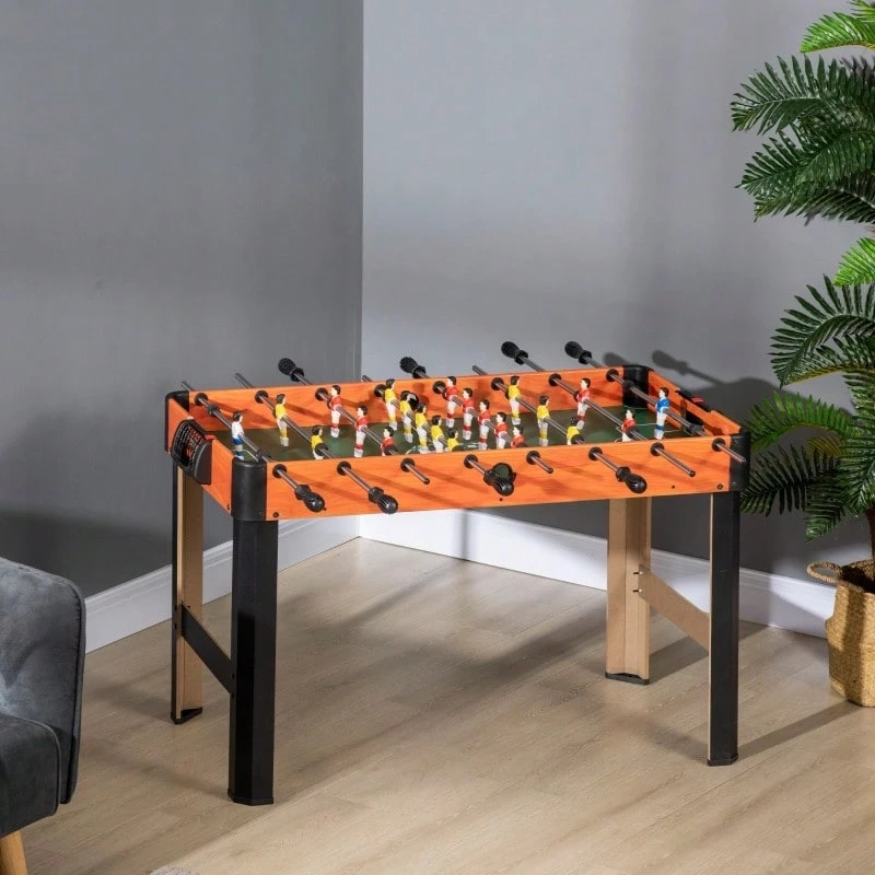 Foosball Table, 2 Balls, Non-Slip Handles, For Children And Adults, Scoreboard, MDF, Metal, Bright Colors - Brown - View 1