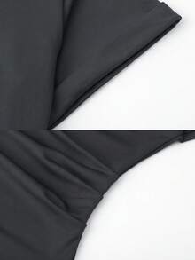 Women's Summer Angel Design Pleated Casual Mini Dress Elegant - Dark Grey - View 10