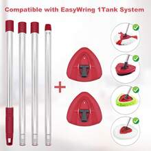 2 buah/Set (1 Set) Gagang Pel Pengganti + Alas Segitiga, Cocok Untuk Sistem 1 Tangki O-Cedar EasyWring, Gagang Pel Teleskopik Stainless Steel, Mudah Dipasang, Aksesori Pembersih Rumah Tangga Tahan Lama - Beraneka warna - View 6