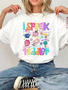 Novedad 2026, Camiseta de Cuello Redondo para Mujer, Bestseller, Camiseta para Maestras de Guardería, Preescolar y Jardín de Infancia, Ropa Casual y Elegante para Regreso a Clases, 100% Algodón, Transpirable y Cómoda - Blanco - Ver 5