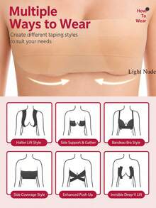 Reusable Silicone Breast Lift Tape, Invisible Adhesive Push Up Bra Tape For Backless Strapless Dresses, Waterproof Nipple Cover Alternative - Multicolor - View 7