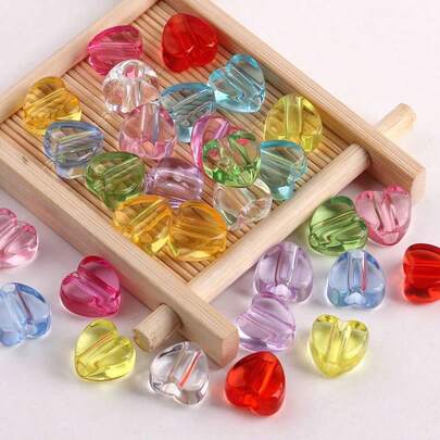 30 hạt/túi, hạt acrylic hình trái tim màu AB 9mm, hạt trái tim trong suốt nhiều màu sắc, thích hợp để làm đồ trang sức, đồ thủ công DIY, bông tai, vòng cổ, phụ kiện cưới, đồ trang sức thủ công.