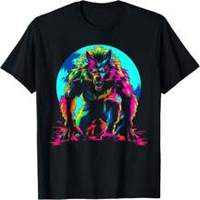 Werewolf Wolf Moon Popart T-Shirt - Black - View 1