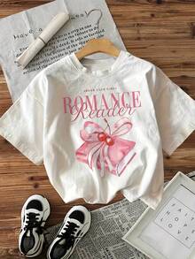 Short-Sleeved, Round-Neck T-Shirt With A Print For Romance Readers - [White] - View 1