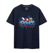 France National Team Jersey For The 2026 World Cup, Short Sleeve, Graffiti Style, Modern, Pure Cotton, Unisex, Fan Clothing - 黑色 - 查看 5