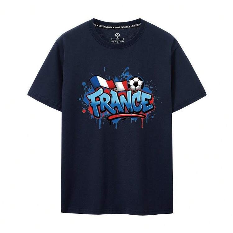 Camiseta de la Selección Nacional Francesa para la Copa Mundial 2026, Manga Corta, Estilo Graffiti, Moderna, de Algodón Puro, Unisex, Ropa para Aficionados - Negro - Añade 5