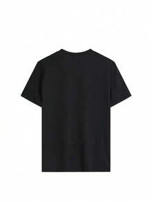 Camiseta Casual Negra de Manga Corta para Mujer, de Poliéster, con Estampado de Cerezas, Cuello Redondo, Corte Regular, para Uso Diario IMVH - Negro - Ver 4