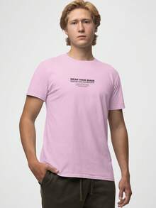 Aveloz Authenticity Men's T-Shirt, Comfortable, 100% Cotton - 淺粉色 - 查看 1