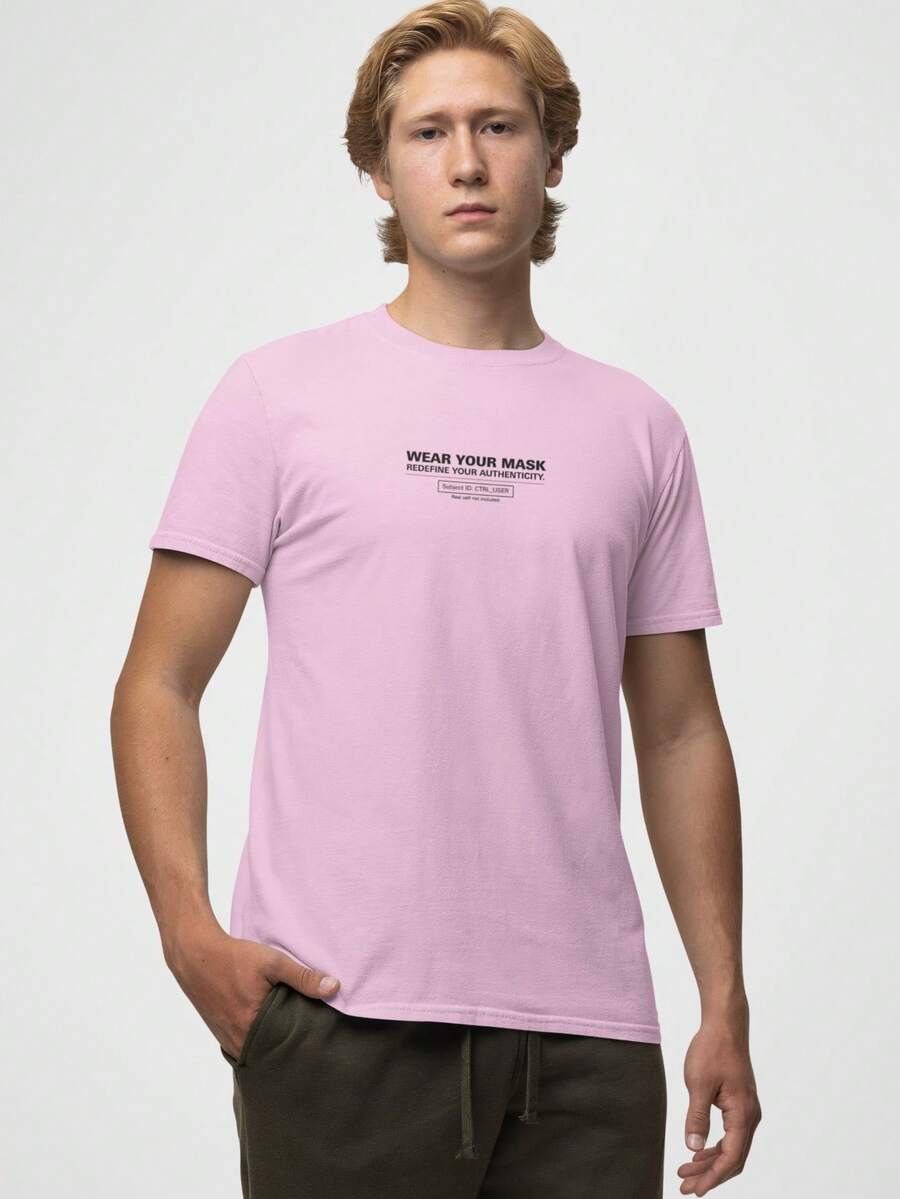 Aveloz Authenticity Men's T-Shirt, Comfortable, 100% Cotton - 淺粉色 - 查看 1