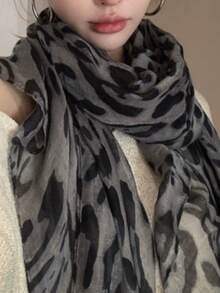 1pc Women's Bohemian Style Leopard Print Headscarf, Soft & Breathable Street-Style Scarf, Versatile Daily Wear - Brown - View 4