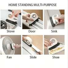 2-In-1 Window Track Cleaning Brush, Groove & Crevice Cleaner With Hidden Scraper, Hard Bristle Gap Cleaning Tool - B - Xem 2