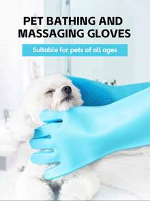 1/2 This Product Is Made Of Silicone And Is Heat-Resistant. It Is Designed To Be Worn When Bathing Cats And Dogs, And Can Also Be Used For Washing Dishes And Cleaning. It Is A Household Kitchen Item As Well As A Pet Product, Offering Multiple Colors. - Multicolor - View 2