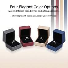 1pc Multi-Color Luxury PU Leather Jewelry Storage & Display Gift Box, Full Set Can Store Rings, Earrings, Studs, Necklaces, Bracelets, Bangles, Divided Into Long/Short Ring Box, Pendant Box, Bangle Box, Long Chain Box, Jewelry Store Counter Display, Proposal Gift, Jewelry Packaging & Storage Box, Velvet Lining Anti-Scratch & Wear-Resistant, Red / Champagne Gold / Grey Multi-Color Options - Red - View 5