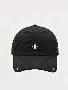 1pc Korean Style Cross Embroidery Ultra-Light Quick-Dry Baseball Cap, Versatile Casual Couple Letter Sun Visor Hat, Summer - A - View 6