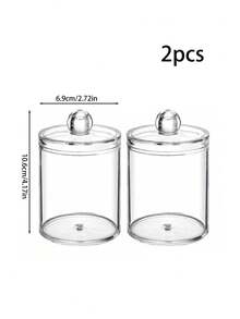 Hộp đựng tăm bông 1/2/3/4 chiếc có nắp nhựa, lọ thủy tinh trong suốt 10oz, hộp đựng đồ dùng phòng tắm, hộp đựng bông tẩy trang, tăm bông, tăm xỉa răng. - Trong sáng - Xem 10