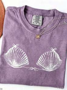 2026THEEARTHHISGLORYPatternRetroWashableHigh QualityCottonDouble-Sided PrintingTShirtMen'sTShirtOld ModelSummerClothingDrop ShoulderSleeveRound NeckTo - 紫色 - 查看 1