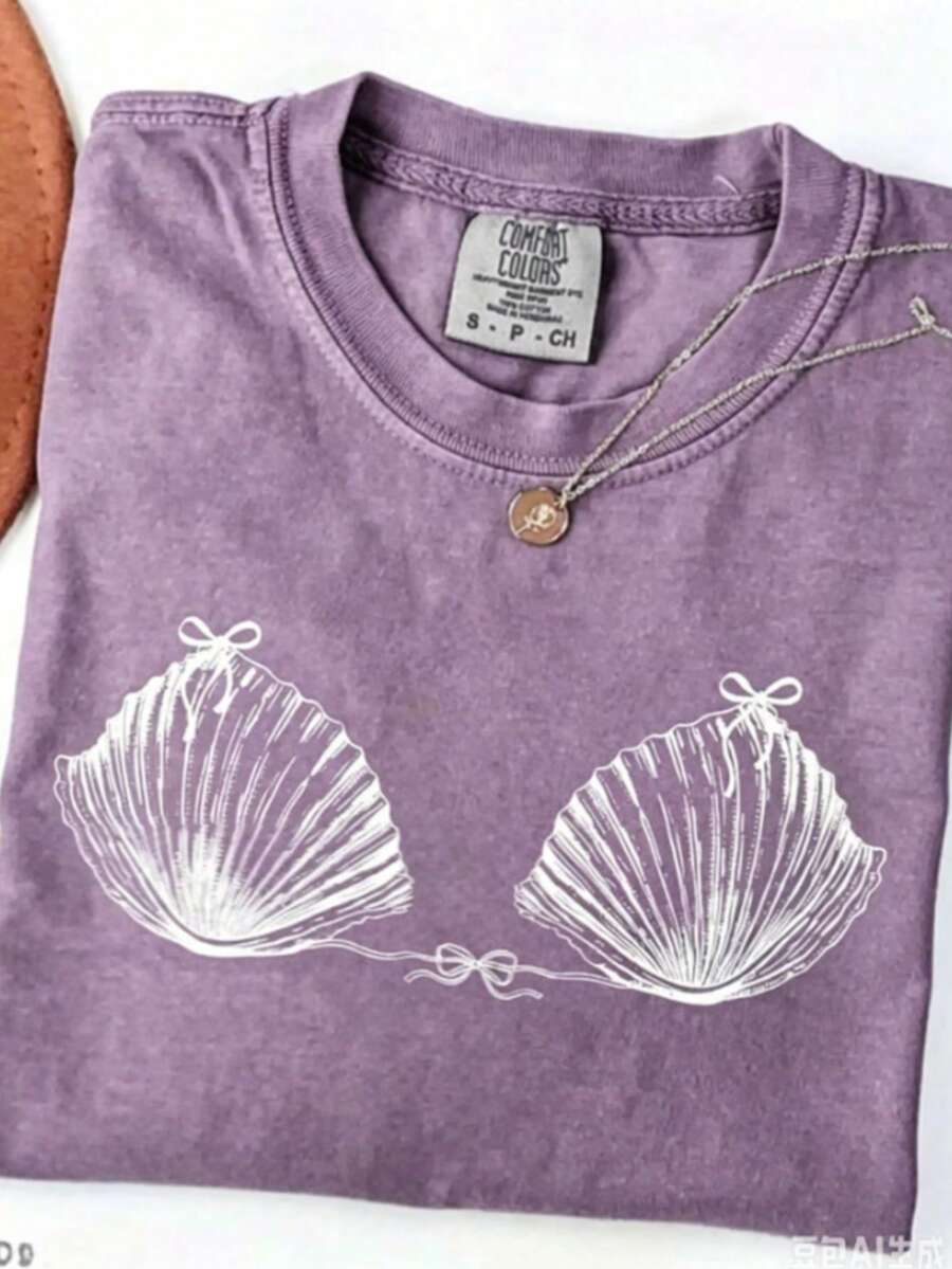 2026THEEARTHHISGLORYPatternRetroWashableHigh QualityCottonDouble-Sided PrintingTShirtMen'sTShirtOld ModelSummerClothingDrop ShoulderSleeveRound NeckTo - 紫色 - 查看 1