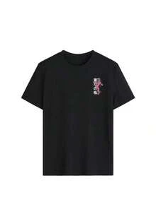 Women's Oversized T-Shirt With Japanese Graphic Print "Tokyo Cherry Blossoms", Breathable And Comfortable, Short Sleeve And Round Neck, Sakura Print, Made Of Soft Cotton, Perfect For Everyday Wear And Harajuku Street Style. - 黑色 - 查看 3
