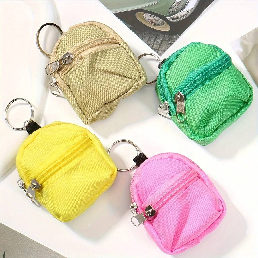 Coin Purse, Dual Zipper Small Coin Pouch, Pendant Mini Backpack Keychain, Keyring, Colorful Portable Earphone Case - Multicolor - View 1