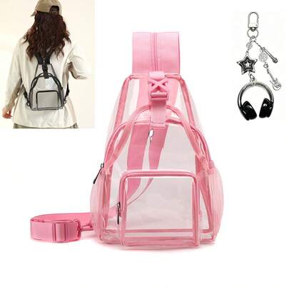 Ubysoyi Multi-Functional Clear Sling Shoulder Bag Lightweight Crossbody Bag Preppy Backpack For Women/Unisex For Concert Sport Gym School Swim Travel Vacation