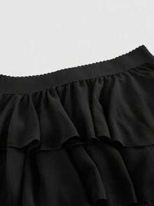MOD Elegancia bohemia-occidental: Falda larga de gasa y encaje fluida en albaricoque - Tu compañera sin esfuerzo para picnics a la hora dorada y aventuras bohemias - Negro - Ver 3