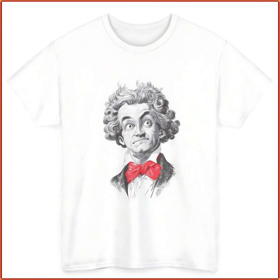 Prodigy Fits Only - Classical Composer Caricature Tee _ Expressive Music Graphic (Unisex) - White - View 1