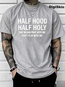 You Play With Me And Pray Together.Printed T-Shirt, 1 Piece,% Cotton, Casual Men's T-Shirt In Season, T-Shirt With Round Neck And Cotton Short Sleeve, Christmas Gift.2025 - 灰色 - 查看 2