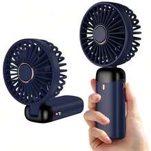 2026 New Rechargeable Portable Handheld Fan With LED Display, 5-Speed Wind Adjustment, Quiet Operation, 90° Foldable With Base, 3-In-1 Handheld/Neck/Desktop Fan, Suitable For Women's Eyelash Makeup Fan, 800mAh - Multicolor - View 11