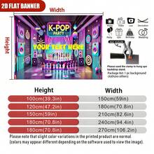 Customizable Text Party Banner, Stylish Idol K-POP Theme Party Decorative Fabric, Suitable For K-POP Theme Birthday Party, Stage Gathering, Background Decor And Photo Backdrop, Made Of Vinyl Material, Y2K Party - Color - View 6