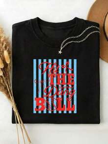 Camiseta Casual de Algodón para Mujer, Camiseta de Manga Corta de Verano con Divertido Estampado de Béisbol y Diseño de Lazo, Tela Suave y Transpirable para Uso Diario - Negro - Ver 6
