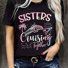 1 PcsWomen's Casual Round Neck Short Sleeve T-Shirt With 'Nope Not Today' Slogan Print, Mom Fitted Top180g Cotton 100% - 黑色 5 - 查看 11