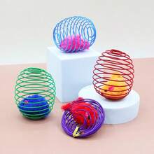 Stretchy Spring Cat Interactive Toy, Rolling Ball Cage Mouse Toy For Indoor Kitten & Cat Play, Pet Entertainment Supplies (Random Color) - View 10