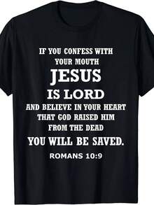 Camiseta nueva de edición limitada con el mensaje "Confieso a Jesucristo como mi Señor", Romanos 10:9, tallas S a 3XL. - Negro - Ver 8