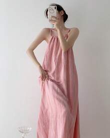 Women Long Dresses - Pink - View 5
